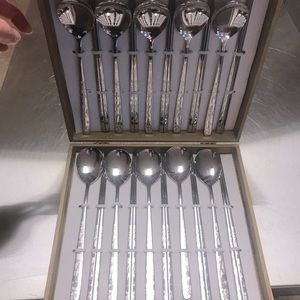 Authentic Korean Golden Bell metal chopsticks and long handled spoons, 10pc set